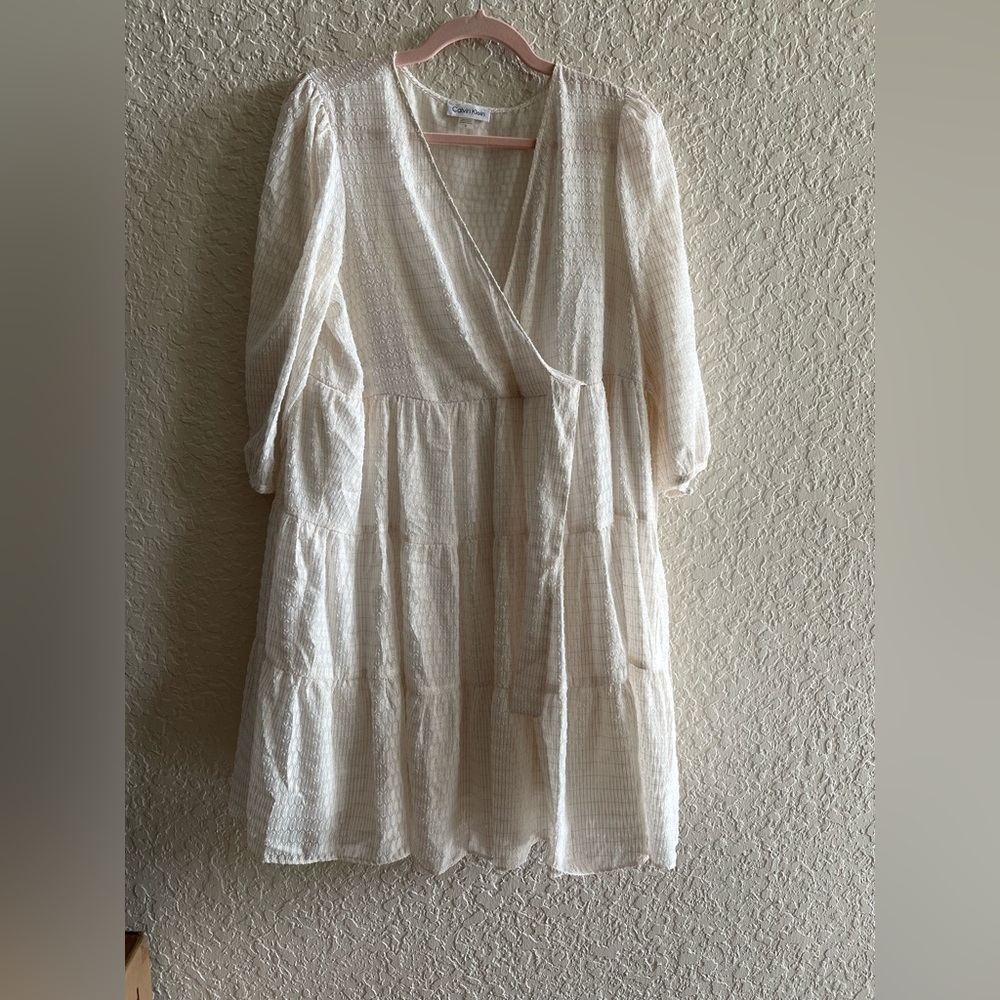 Calvin Klein Cream and Gold Dress